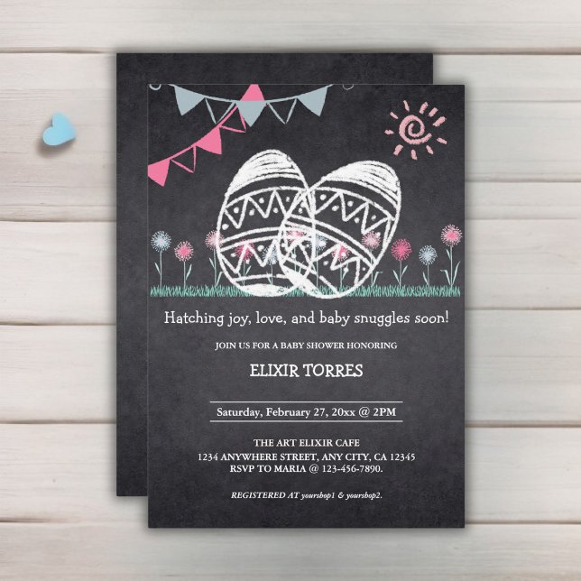 Invitation Baby shower de dessin de tableau de bord des oeufs (Créateur téléchargé)