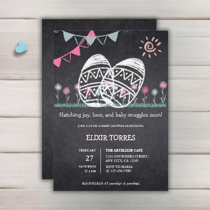 Invitation Baby shower de dessin de tableau de bord des oeufs