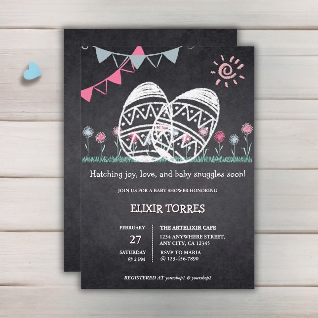 Invitation Baby shower de dessin de tableau de bord des oeufs (Créateur téléchargé)