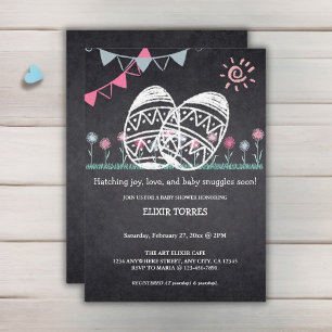 Invitation Baby shower de dessin de tableau de bord des oeufs