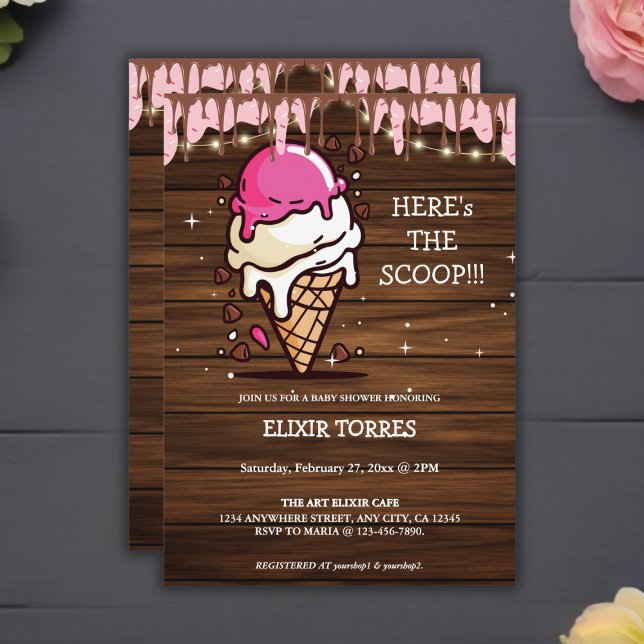 Invitation Baby shower de dessin Rustique moderne de crème gl (Créateur téléchargé)