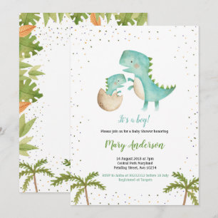 Invitation Baby shower de Dinosaur Garçon de Monna