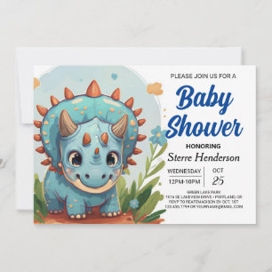 Invitation Baby shower de dinosaure lunaire sur mesure
