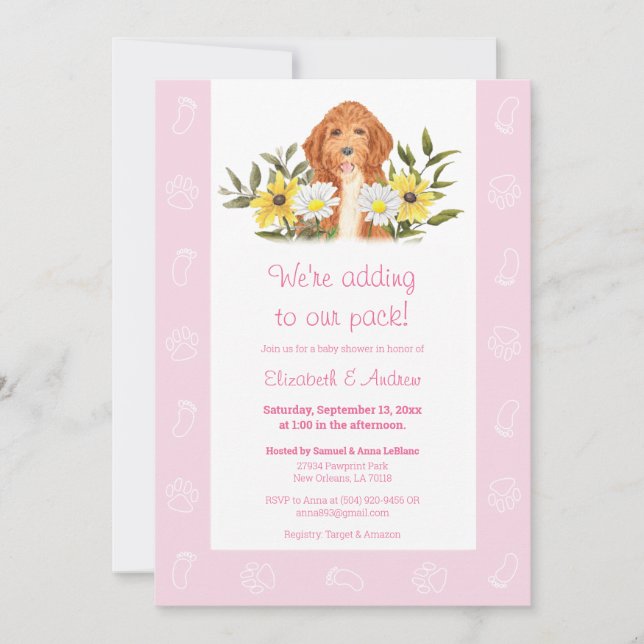 Invitation Baby shower de Doodle Dog Rose (Devant)