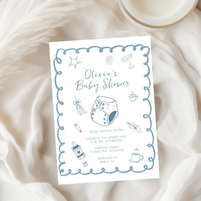 Invitation baby shower de doodles à café à main (Créateur téléchargé)
