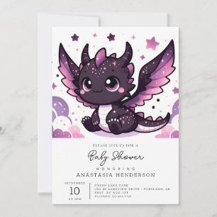 Invitation Baby shower de dragon lunatique de feu