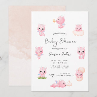 Invitation Baby shower de dragon rose