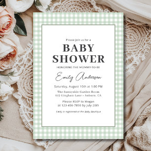 Invitation Baby shower de En vichy Sage Green