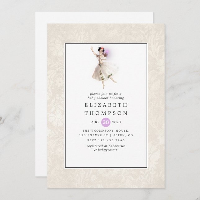 Invitation Baby shower de fées brillant (Devant / Derrière)