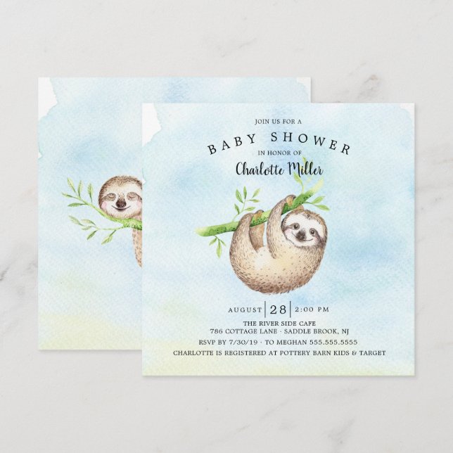 Invitation Baby shower de fentes adorable (Devant / Derrière)