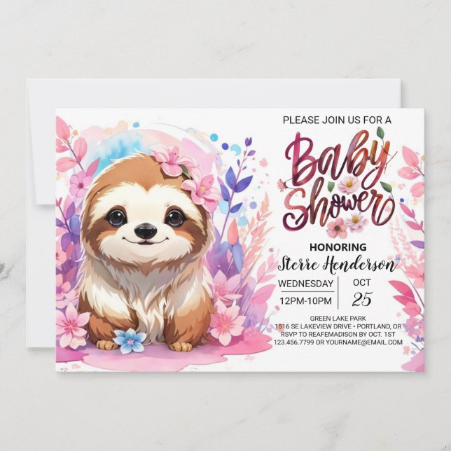 Invitation Baby shower de fentes rose doux (Devant)