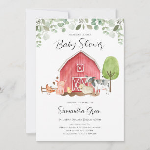 Invitation Baby shower de ferme pour petits garçons
