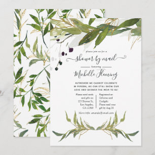 Invitation Baby Shower de Feuillage au Style Aquarelle par Co
