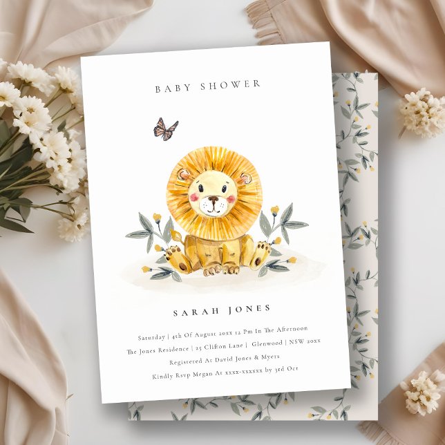 Invitation Baby shower de feuillage de Lion de boi (Créateur téléchargé)