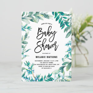 Invitation Baby shower de Feuille de courge d'aquarelle et de