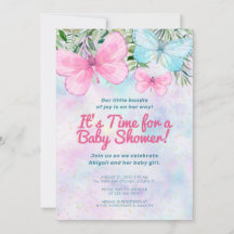Baby shower de fille à papillon rose