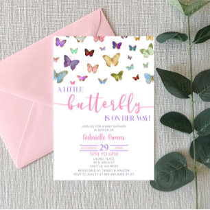 Invitation Baby shower de fille à thème papillon couleur