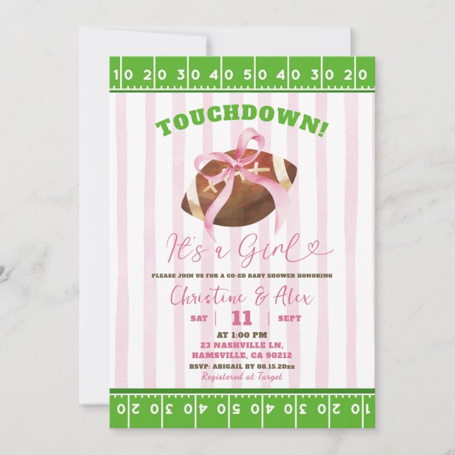 Invitation Baby shower de fille à touches roses (Devant)