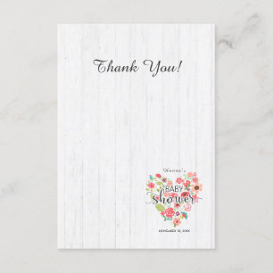 Invitation Baby shower de fille au coeur rose et bois blanc