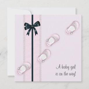 Invitation Baby shower de fille avec des chaussures pour bébé