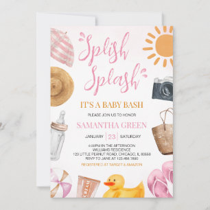 Invitation Baby shower de fille Bassh Splish Splash Baby