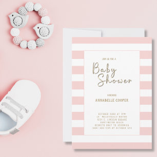 Invitation Baby shower de fille blanc rose pâle