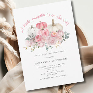 Invitation Baby shower de fille Citrouille rose