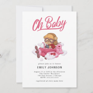 Invitation Baby shower de fille d'avion
