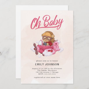 Invitation Baby shower de fille d'avion