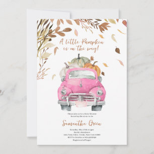 Invitation Baby shower de fille de camion Citrouille rose