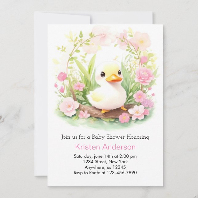 Invitation Baby shower de fille de caniche Fleur sauvage luna (Devant)