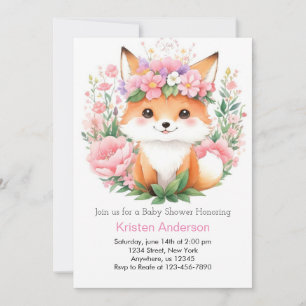 Invitation Baby shower de fille de la forêt de prairie de ren