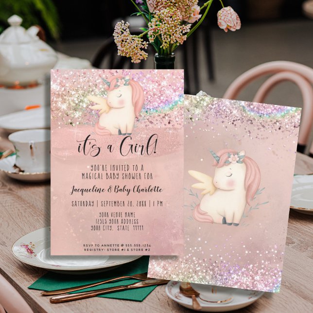 Invitation Baby shower de fille de Parties scintillant magiqu (Créateur téléchargé)