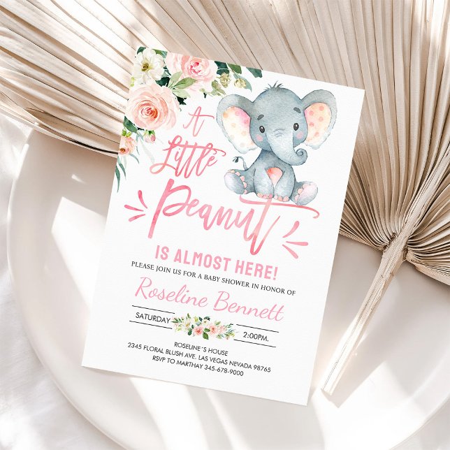 Invitation Baby shower de fille d'éléphant rose (Créateur téléchargé)