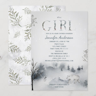 Invitation Baby shower de fille d'hiver