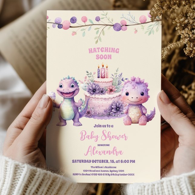 Invitation Baby shower de fille Dinosaur (Créateur téléchargé)