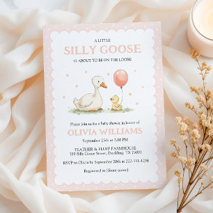 Invitation Baby shower de fille d'oie soie rose mignonne