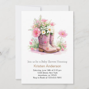 Invitation Baby shower de fille Fleur sauvage aquarelle