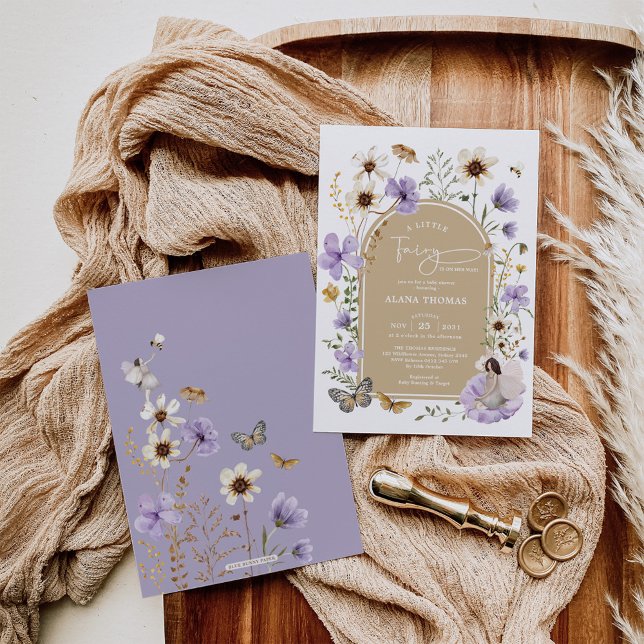 Invitation Baby shower de fille Fleur sauvage de la fée de Bo (Créateur téléchargé)