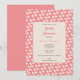 Invitation Baby shower de fille les années 70 rose rétro