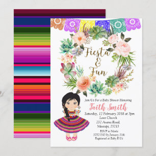 Invitation Baby shower de fille mexicaine