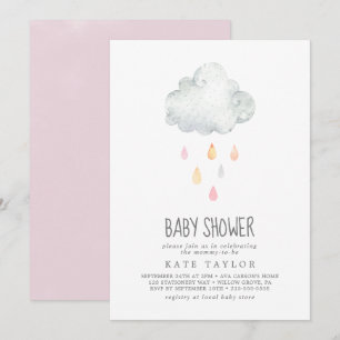 Invitation Baby shower de fille nuage de pluie