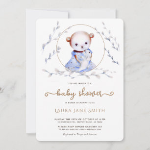 Invitation Baby shower de fille Ours de forêt luna