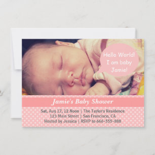 Invitation Baby shower de fille Pois rose et blanc