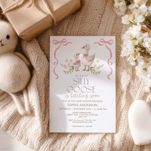 Invitation Baby shower de fille sot Goose Vinatge Bow