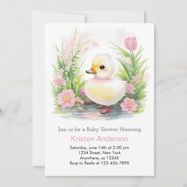Invitation Baby shower de fille Whimsy Fleur sauvage rose can (Devant)