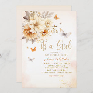Invitation Baby shower de filles Boho Fleur sauvage Aquarelle
