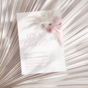Invitation Baby shower de filles d'arc rose douce Boho