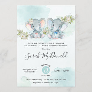 Invitation Baby shower de filles de garçons des Twins de l'El