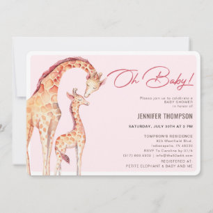 Invitation Baby shower de filles Giraffe Safari moderne